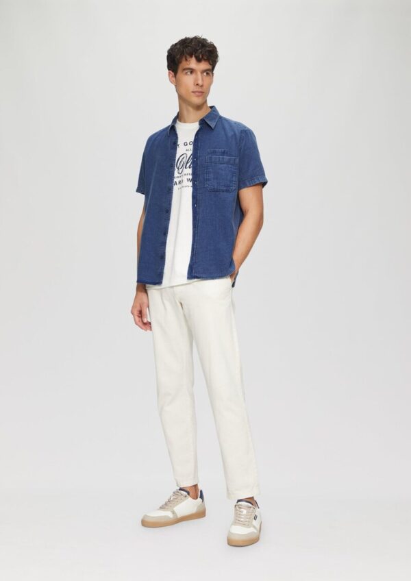 Regular Fit: Hemd mit Fischgrat-Muster und Used Effekt