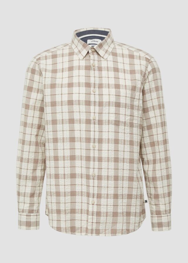 Regular Fit: Kariertes Baumwollhemd aus Seersucker