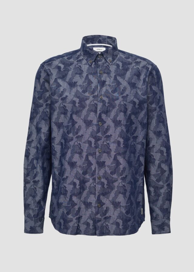 Regular Fit: Leichtes Jacquard-Hemd mit Button-Down-Kragen