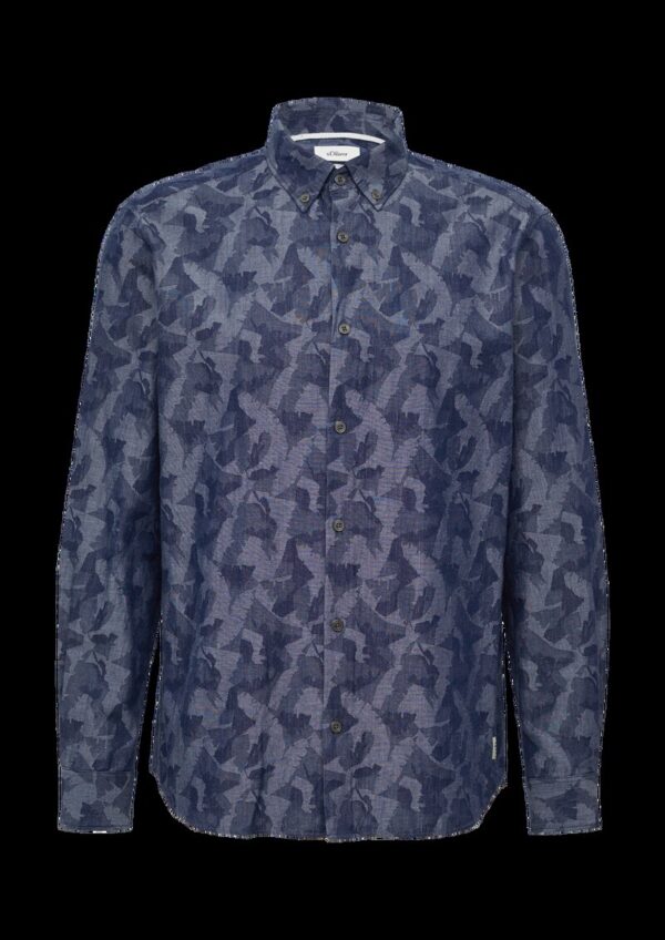 Regular Fit: Leichtes Jacquard-Hemd mit Button-Down-Kragen