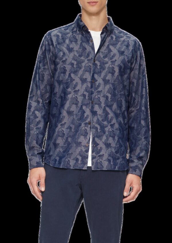 Regular Fit: Leichtes Jacquard-Hemd mit Button-Down-Kragen