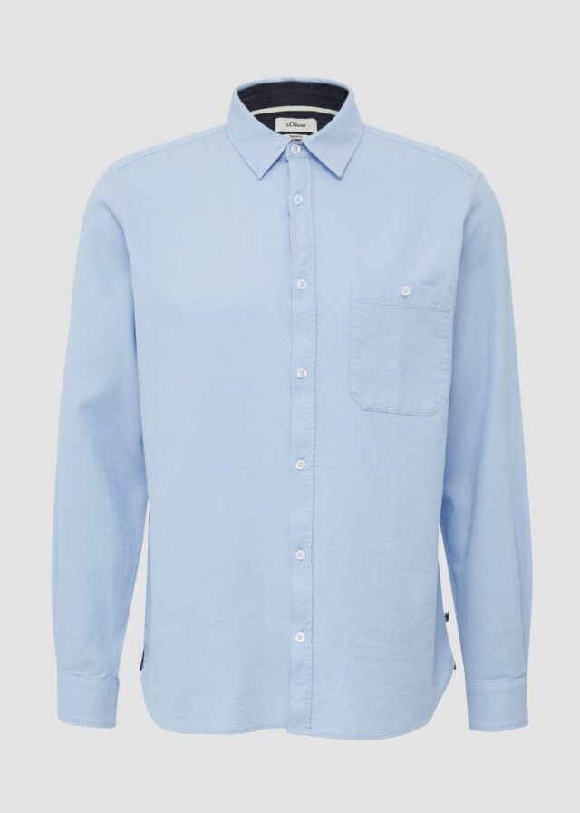 Regular Fit: Baumwollhemd mit Struktur und Brusttasche