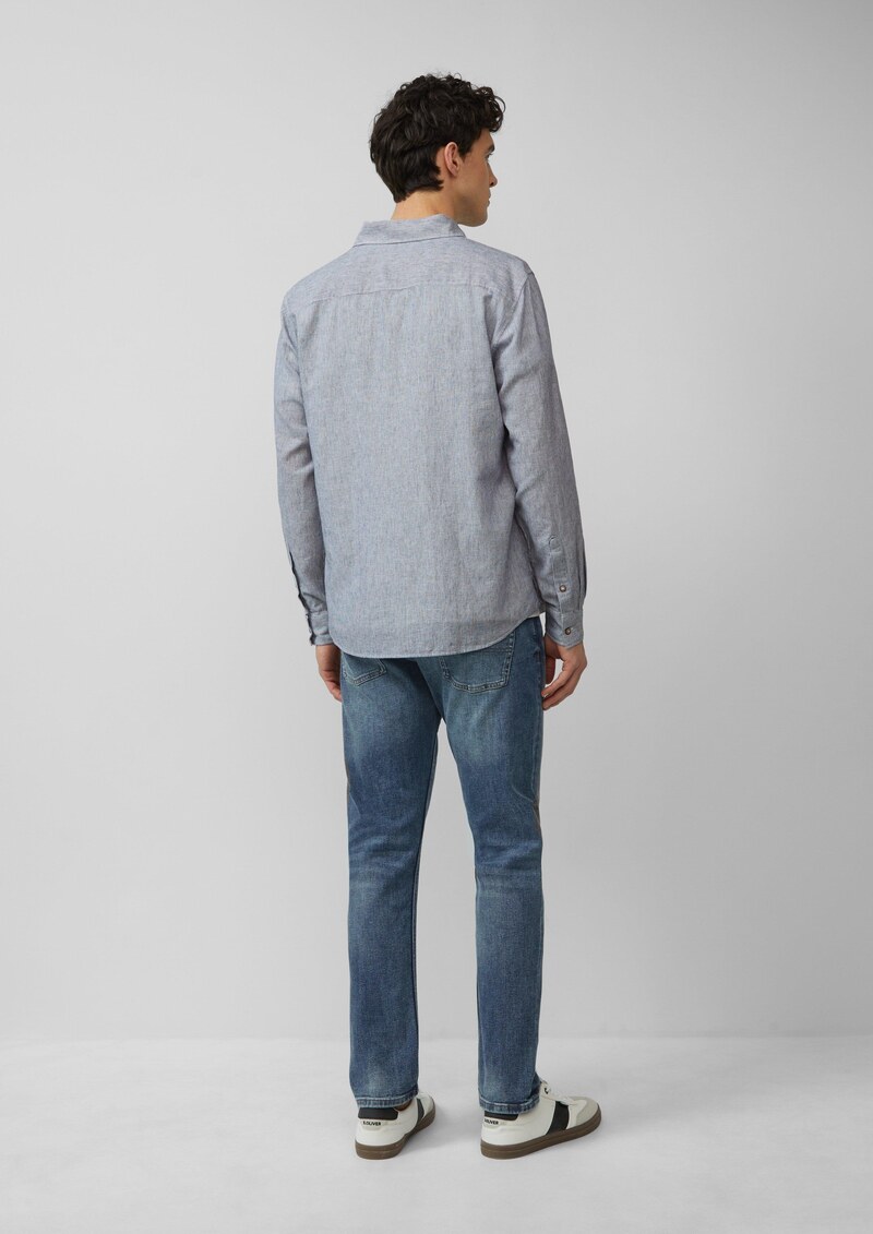 Regular Fit: Gestreiftes Hemd aus Baumwoll- und Leinenmix