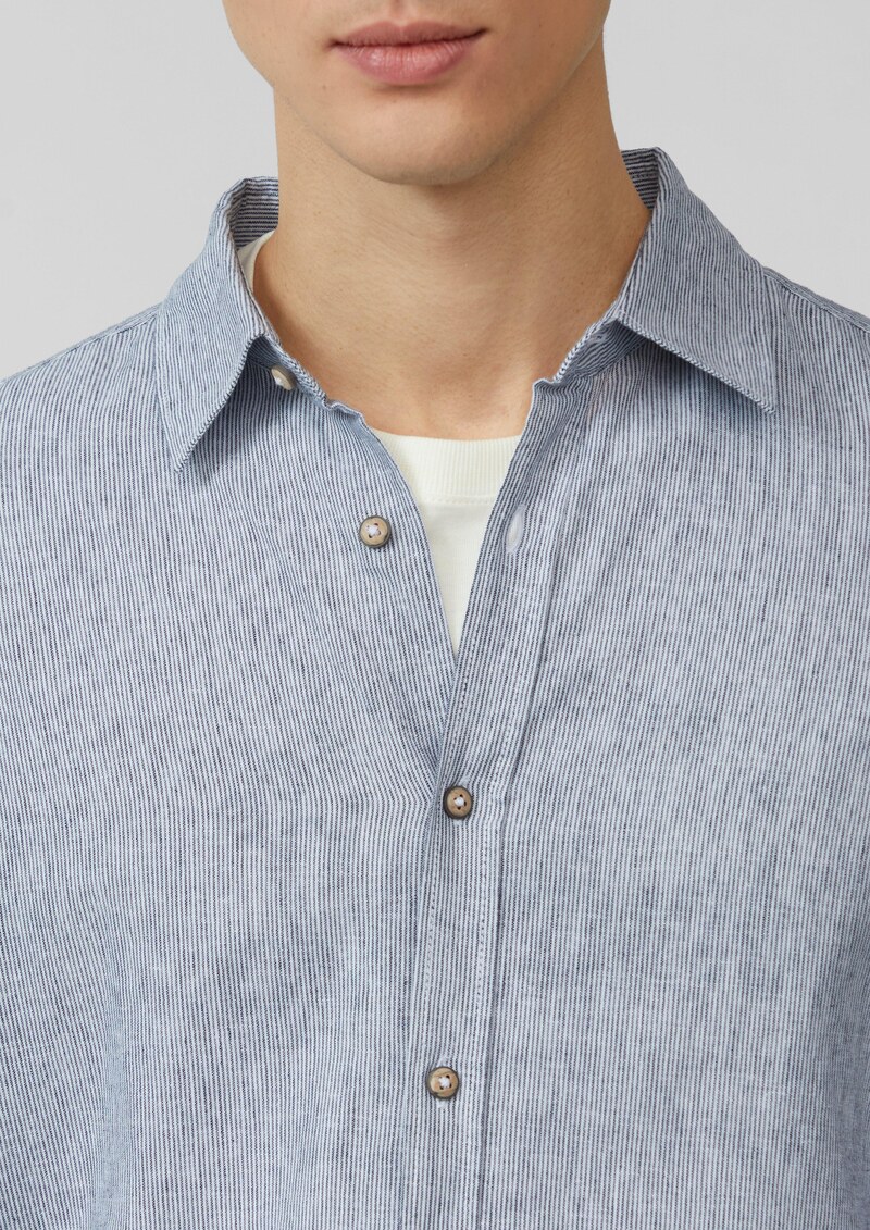 Regular Fit: Gestreiftes Hemd aus Baumwoll- und Leinenmix