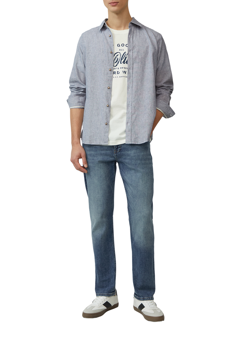 Regular Fit: Gestreiftes Hemd aus Baumwoll- und Leinenmix
