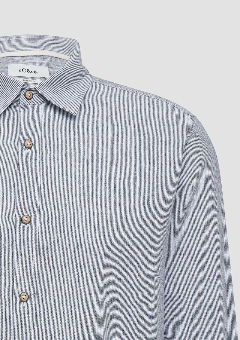 Regular Fit: Gestreiftes Hemd aus Baumwoll- und Leinenmix