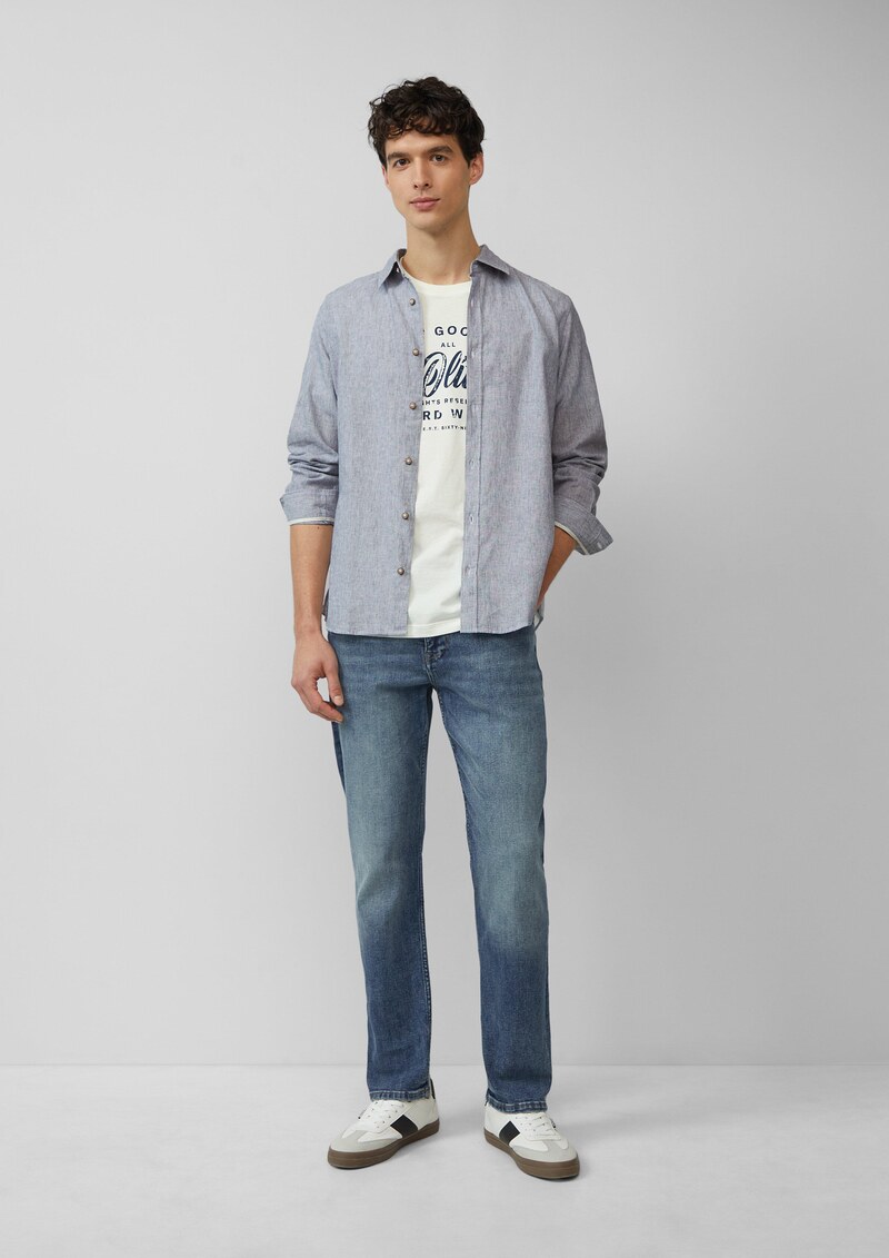 Regular Fit: Gestreiftes Hemd aus Baumwoll- und Leinenmix