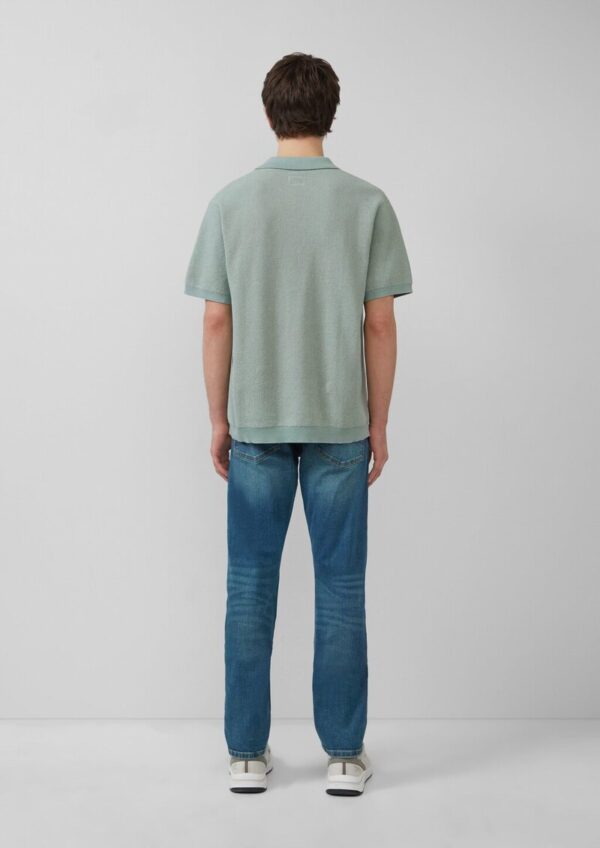 Melierter Strick-Polo mit Strukturoptik