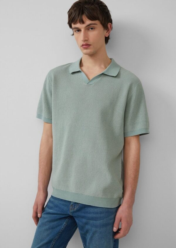 Melierter Strick-Polo mit Strukturoptik