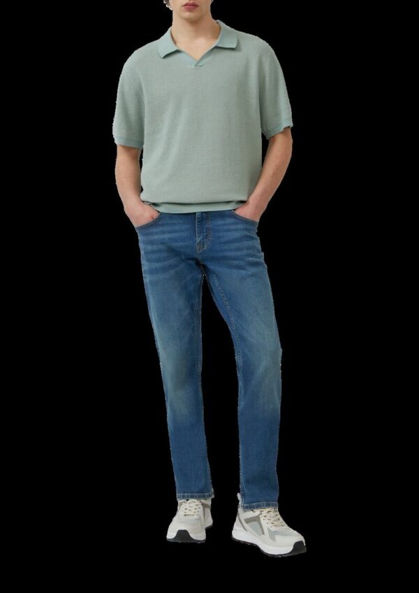 Melierter Strick-Polo mit Strukturoptik