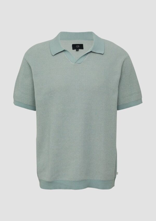 Melierter Strick-Polo mit Strukturoptik