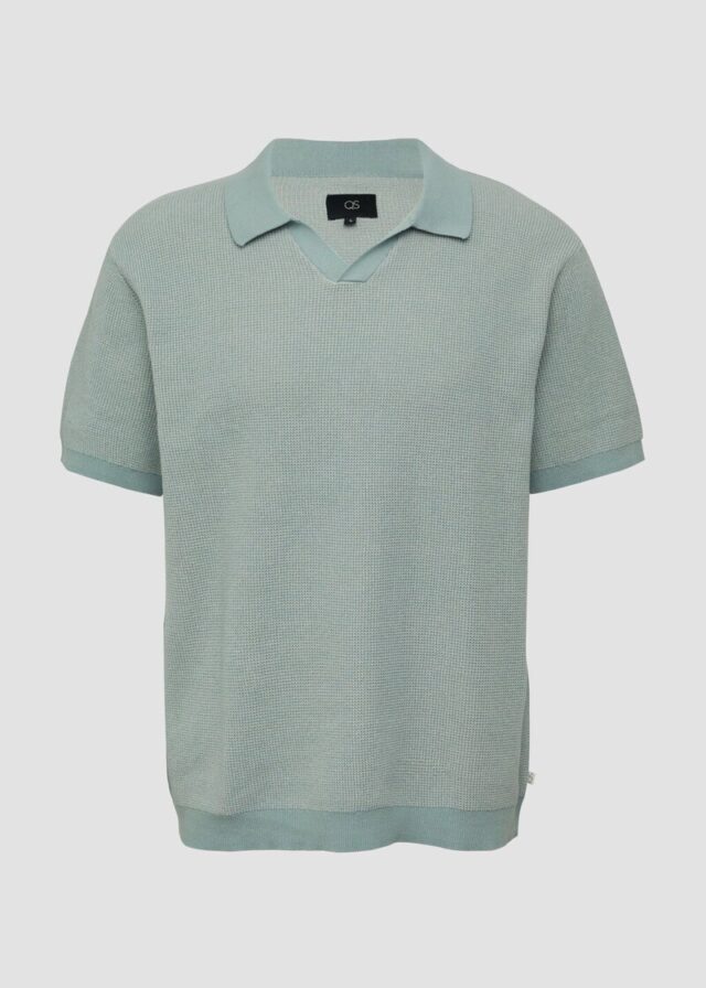 Melierter Strick-Polo mit Strukturoptik