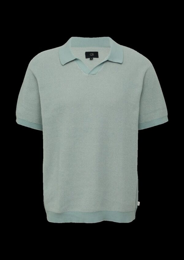 Melierter Strick-Polo mit Strukturoptik