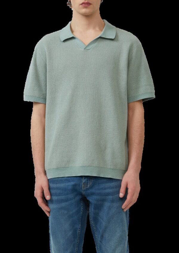 Melierter Strick-Polo mit Strukturoptik