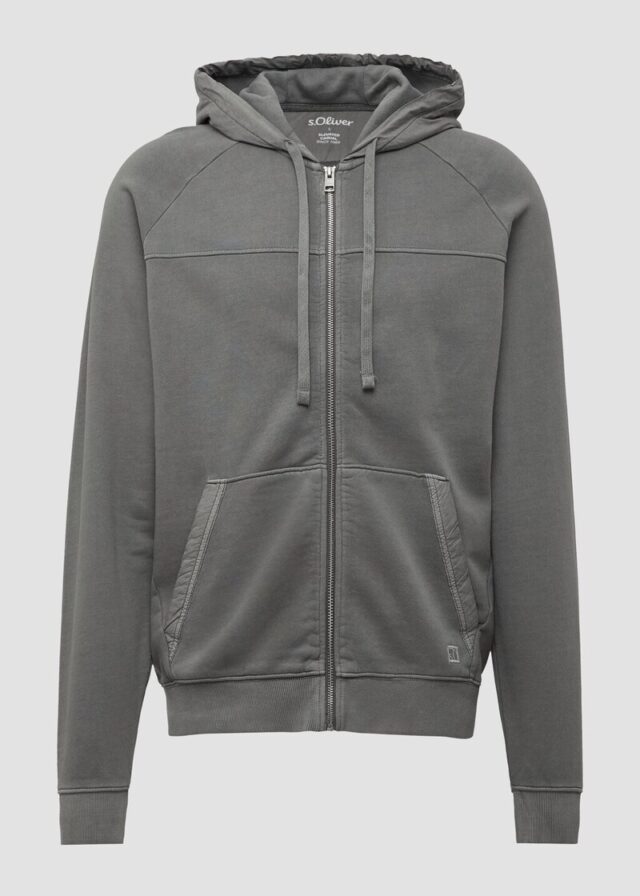 Sweatjacke mit Garment Dye und Kapuze im Fabricmix