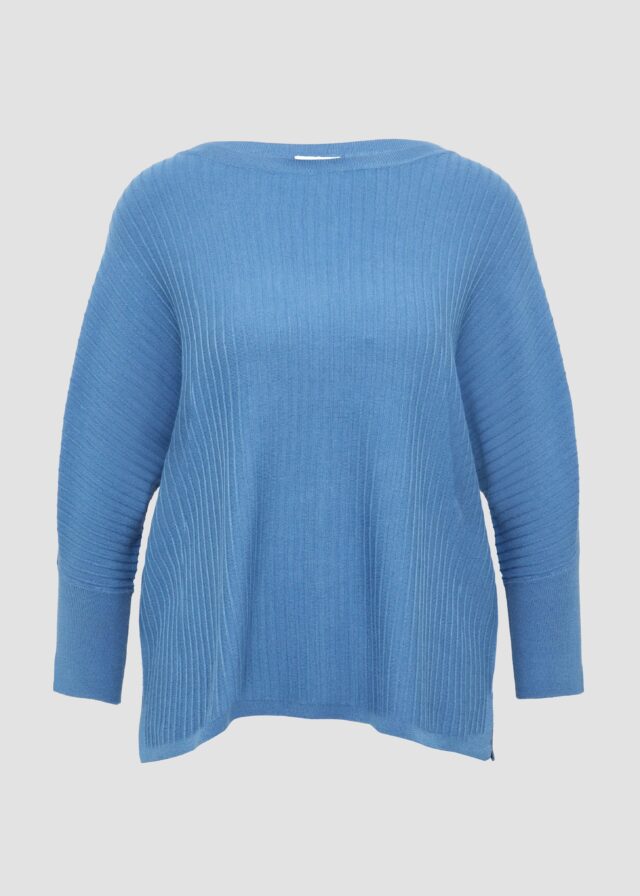 Weicher Pullover mit Struktur und 3/4-Fledermausärmeln