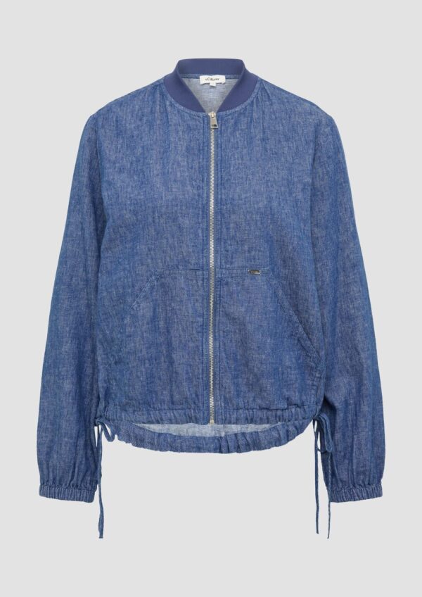 Leinenmix-Blouson mit Raffungen