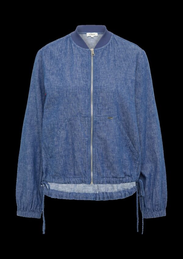 Leinenmix-Blouson mit Raffungen