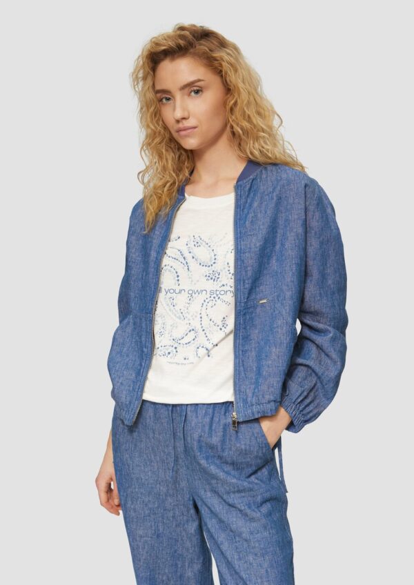 Leinenmix-Blouson mit Raffungen