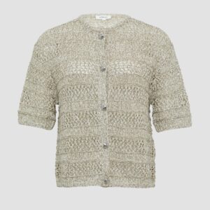 Ajour-Strickjacke mit Glitzereffekt