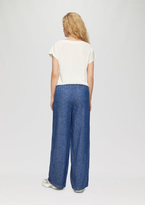 Wide-Leg-Hose aus Leinenmix in Denim-Optik