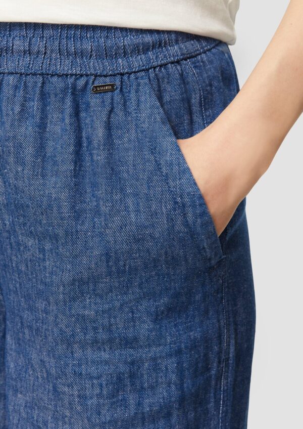 Wide-Leg-Hose aus Leinenmix in Denim-Optik