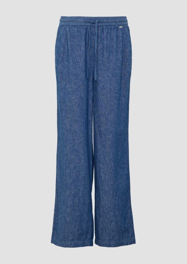 Wide-Leg-Hose aus Leinenmix in Denim-Optik