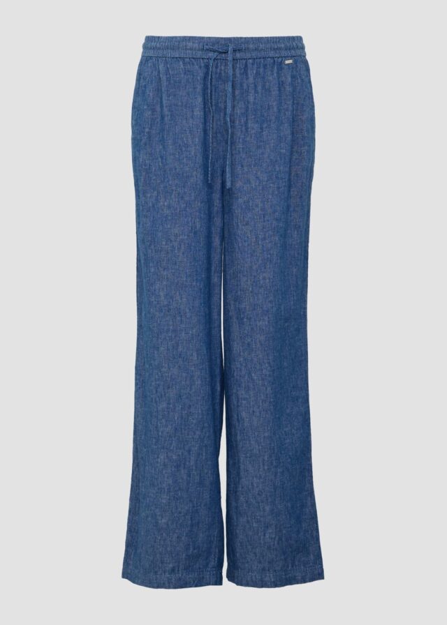 Wide-Leg-Hose aus Leinenmix in Denim-Optik