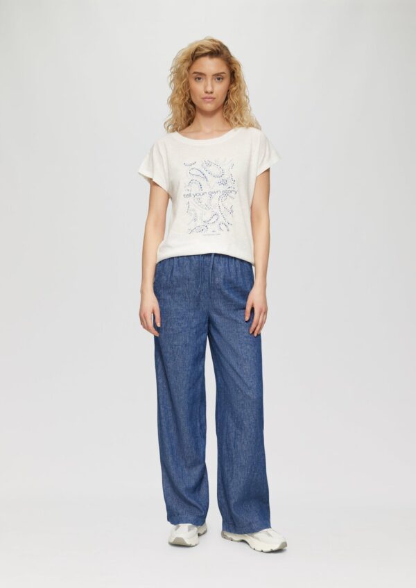 Wide-Leg-Hose aus Leinenmix in Denim-Optik