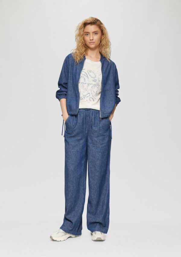 Wide-Leg-Hose aus Leinenmix in Denim-Optik