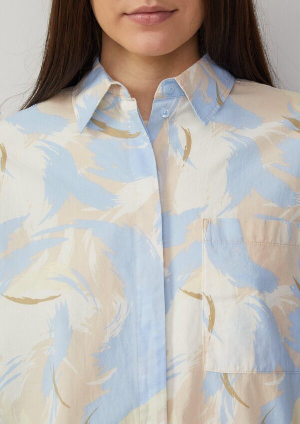 Gemusterte Hemdbluse mit Tunnelzug am Saum