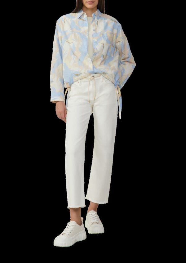 Gemusterte Hemdbluse mit Tunnelzug am Saum