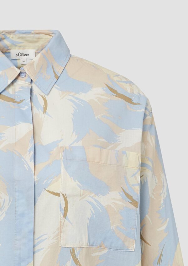 Gemusterte Hemdbluse mit Tunnelzug am Saum