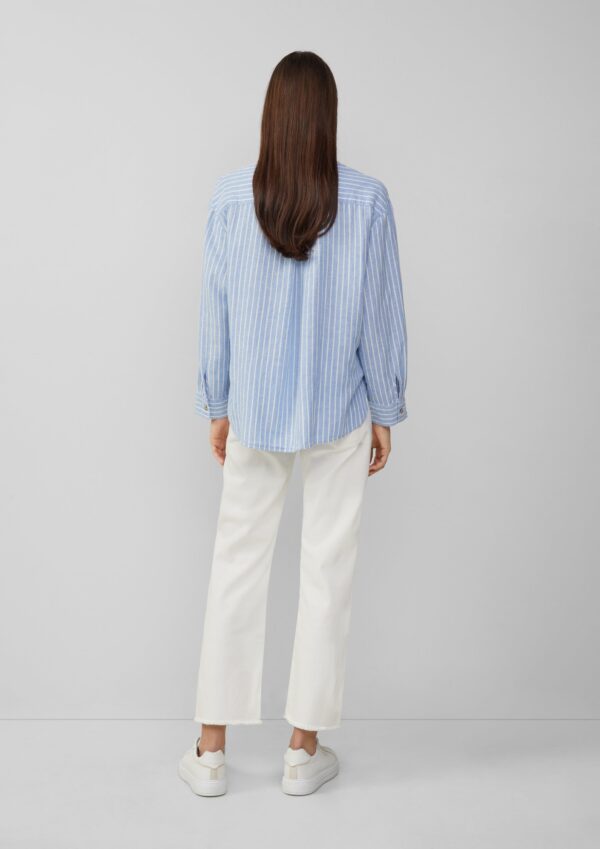Gestreifte Bluse aus Leinenmix mit überschnittenen Schultern