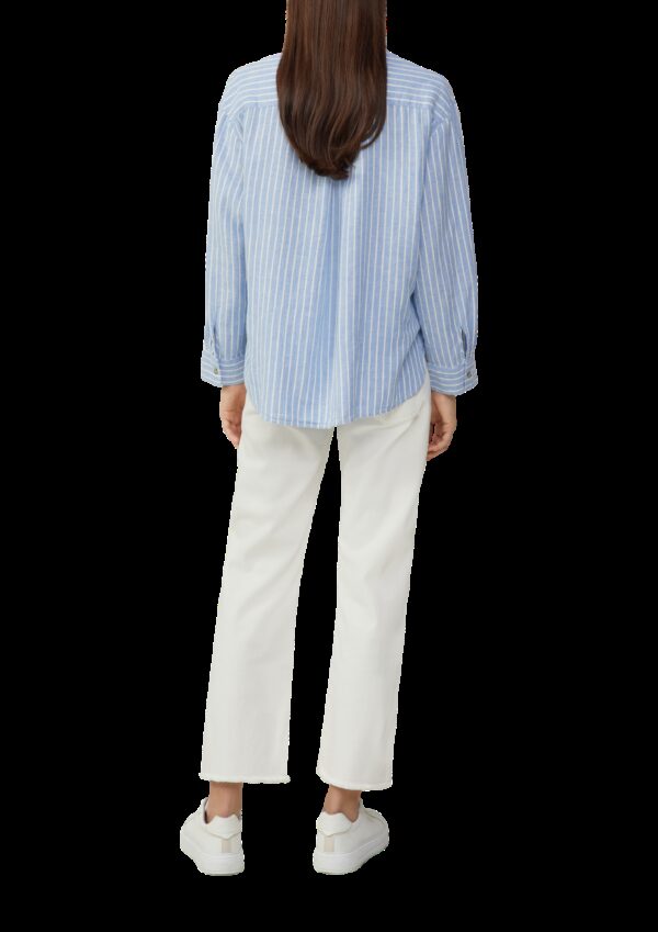 Gestreifte Bluse aus Leinenmix mit überschnittenen Schultern