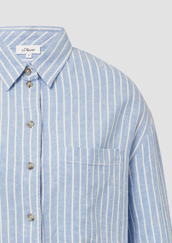 Gestreifte Bluse aus Leinenmix mit überschnittenen Schultern