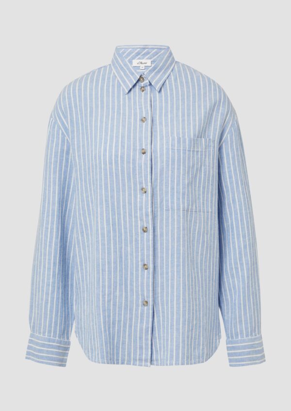 Gestreifte Bluse aus Leinenmix mit überschnittenen Schultern