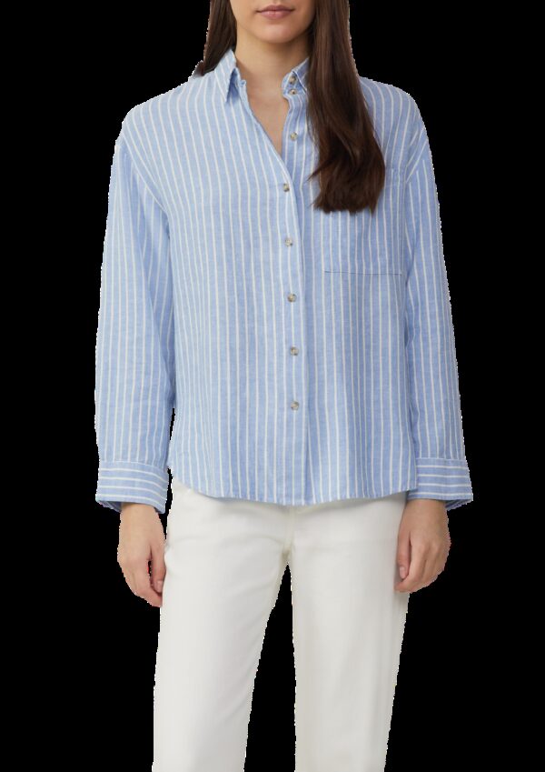 Gestreifte Bluse aus Leinenmix mit überschnittenen Schultern