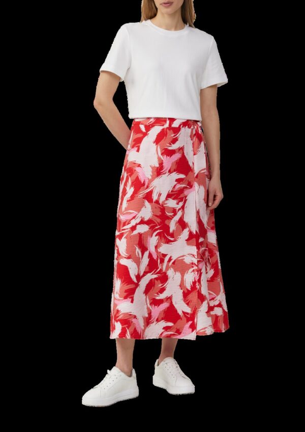 Strukturierter Wickelrock aus Viskosemix mit Bindegürtel