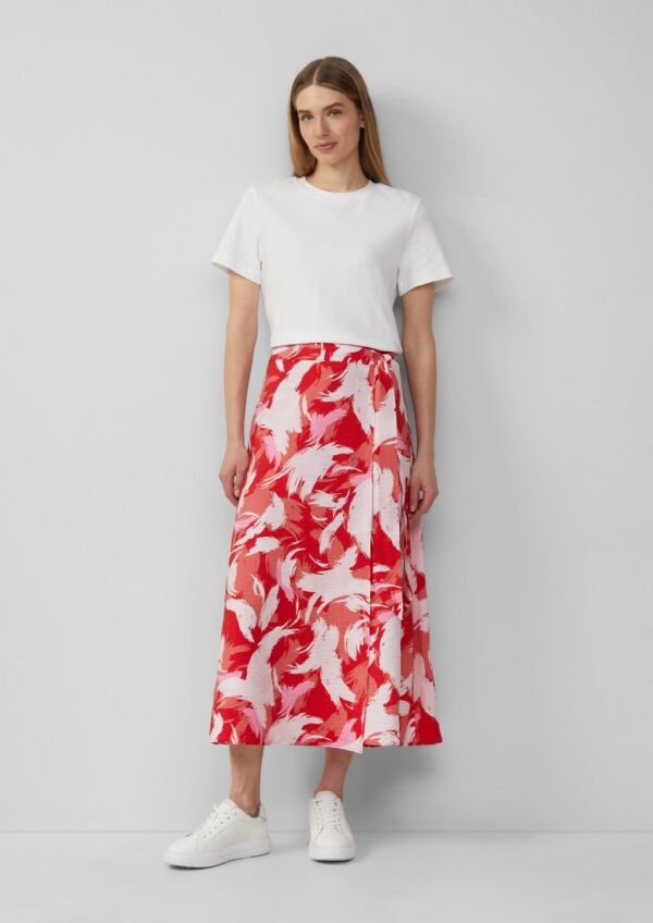 Strukturierter Wickelrock aus Viskosemix mit Bindegürtel