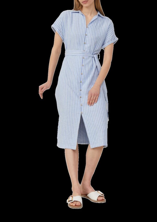 Gestreiftes Midikleid im Relaxed Fit aus Leinenmix