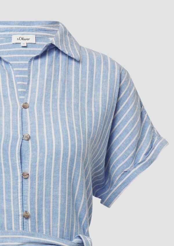 Gestreiftes Midikleid im Relaxed Fit aus Leinenmix