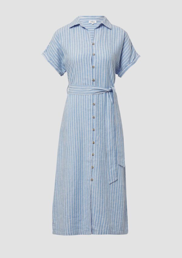 Gestreiftes Midikleid im Relaxed Fit aus Leinenmix
