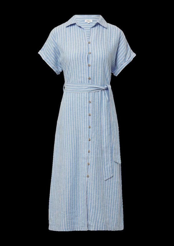 Gestreiftes Midikleid im Relaxed Fit aus Leinenmix