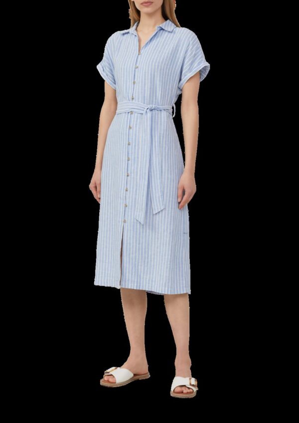 Gestreiftes Midikleid im Relaxed Fit aus Leinenmix