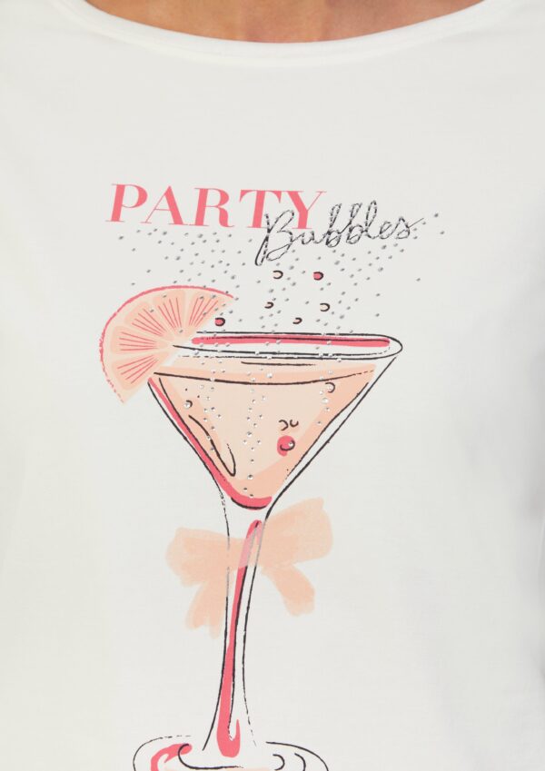 Jersey-T-Shirt mit Frontprint und Schmucksteinen