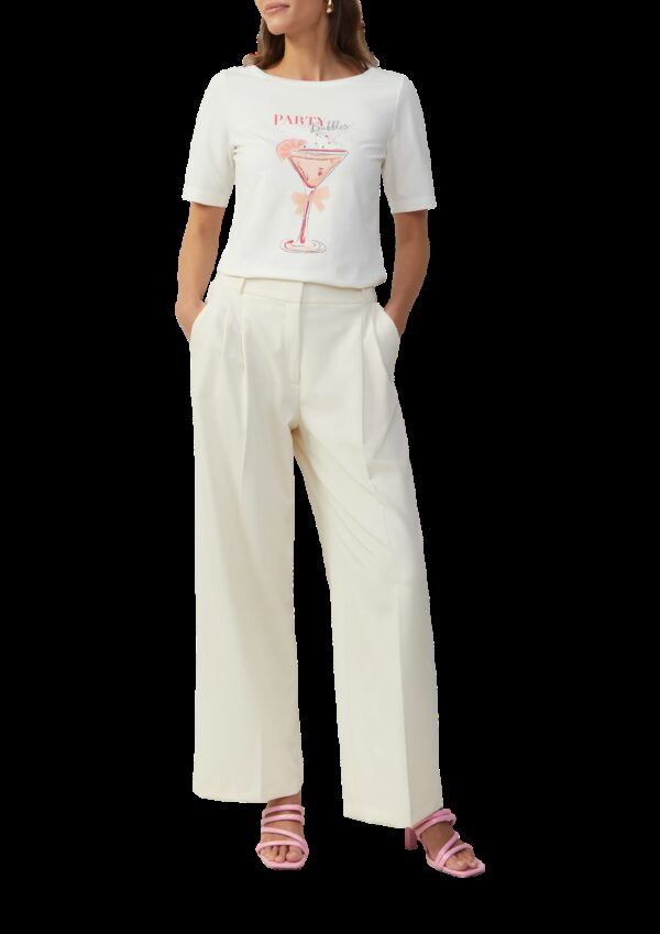 Jersey-T-Shirt mit Frontprint und Schmucksteinen