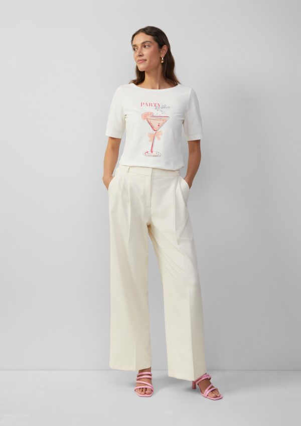 Jersey-T-Shirt mit Frontprint und Schmucksteinen