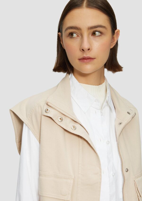 Twill-Weste im Relaxed Fit mit Stehkragen