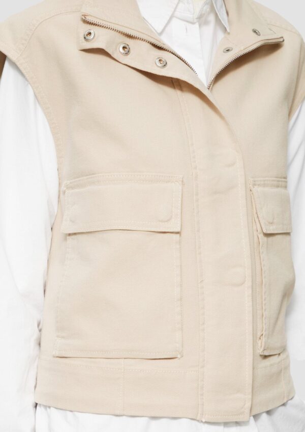 Twill-Weste im Relaxed Fit mit Stehkragen